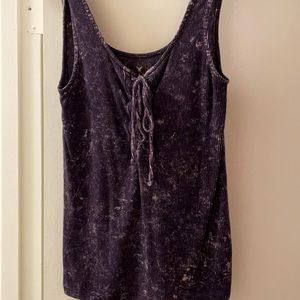 Dark purple ribbed AE tank top
